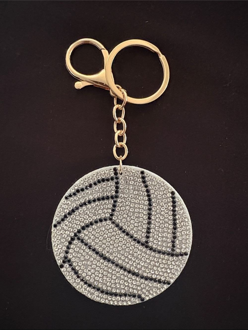 Crystal Volleyball Keychain Bag Charm - Gold Hardware